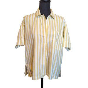 Everlane Short Sleeve Yellow Striped Popover Shirt (NWOT)